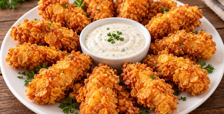 Tiras de pollo con cornflakes